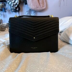 Ted Baker black leather crossbody bag with double chain strap